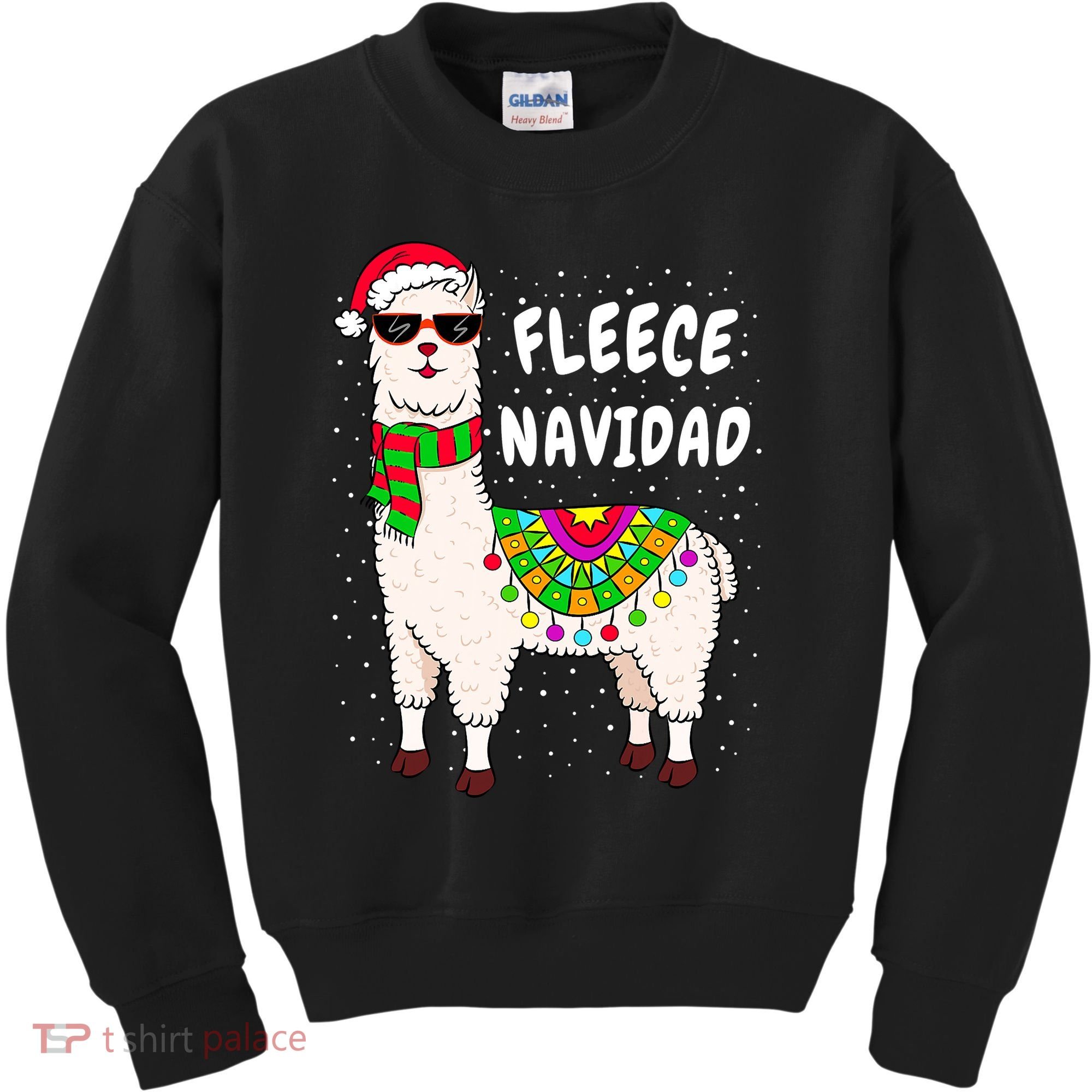 Fleece Feliz Navidad Llama Christmas Cute Xmas Gift Kids Sweatshirt