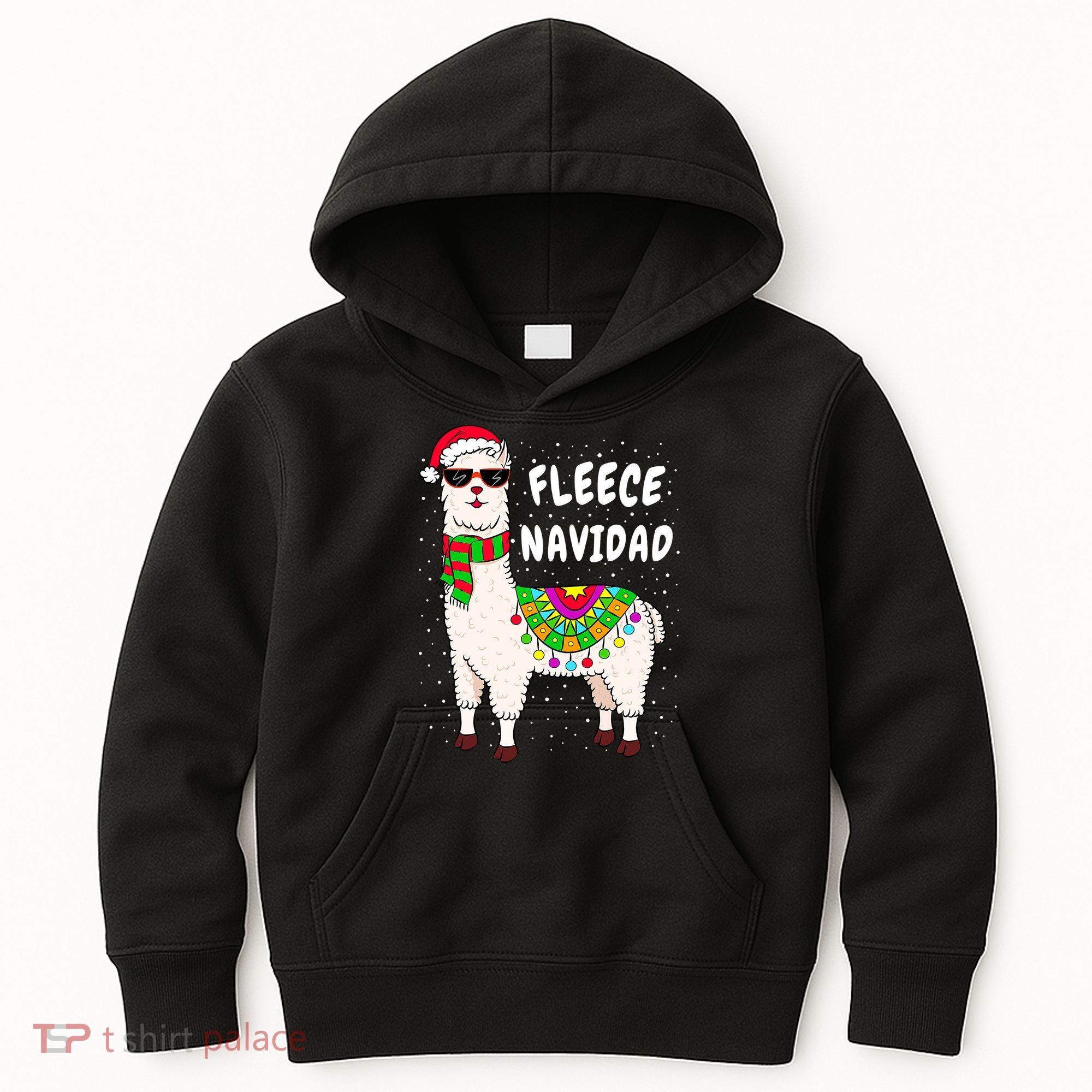 Fleece Feliz Navidad Llama Christmas Cute Xmas Gift Kids Hoodie