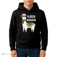 Fleece Feliz Navidad Llama Christmas Cute Xmas Gift Kids Hoodie thumb 4