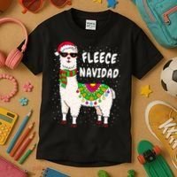 Fleece Feliz Navidad Llama Christmas Cute Xmas Gift Kids T-Shirt thumb 3