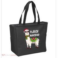 Fleece Feliz Navidad Llama Christmas Cute Xmas Gift Tote Bag thumb 2