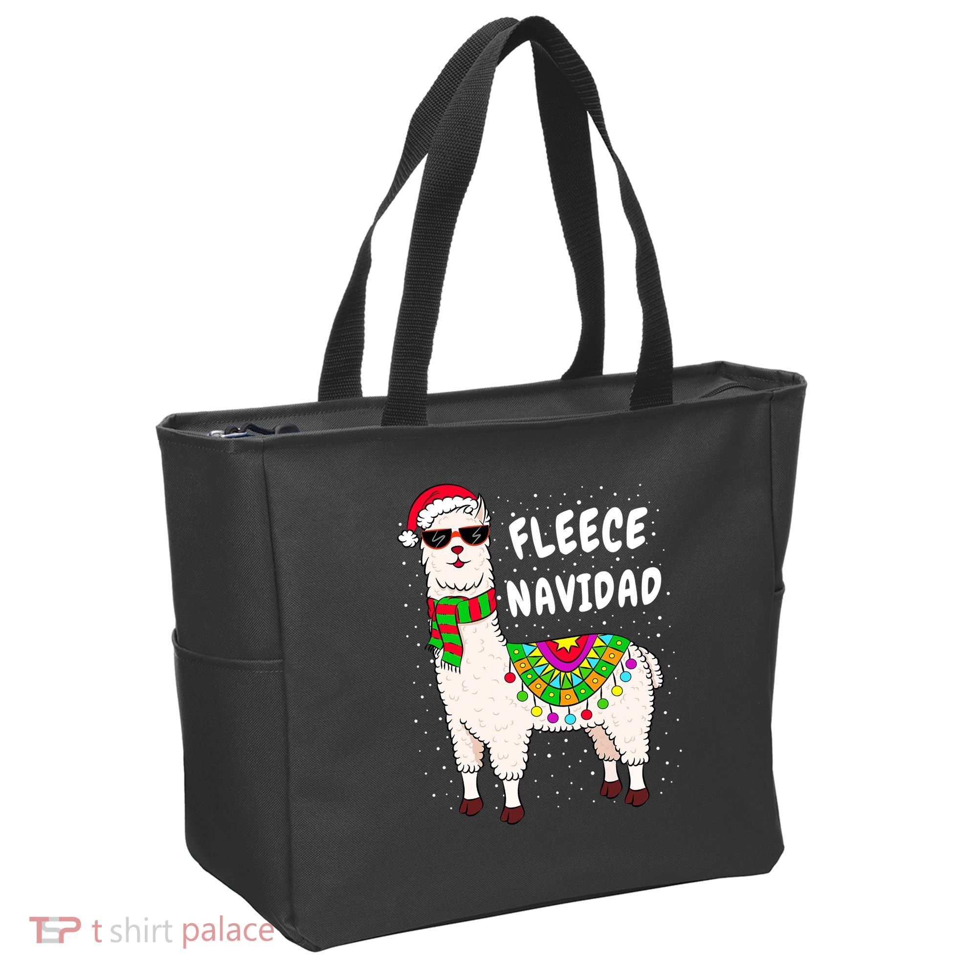 Fleece Feliz Navidad Llama Christmas Cute Xmas Gift Tote Bag