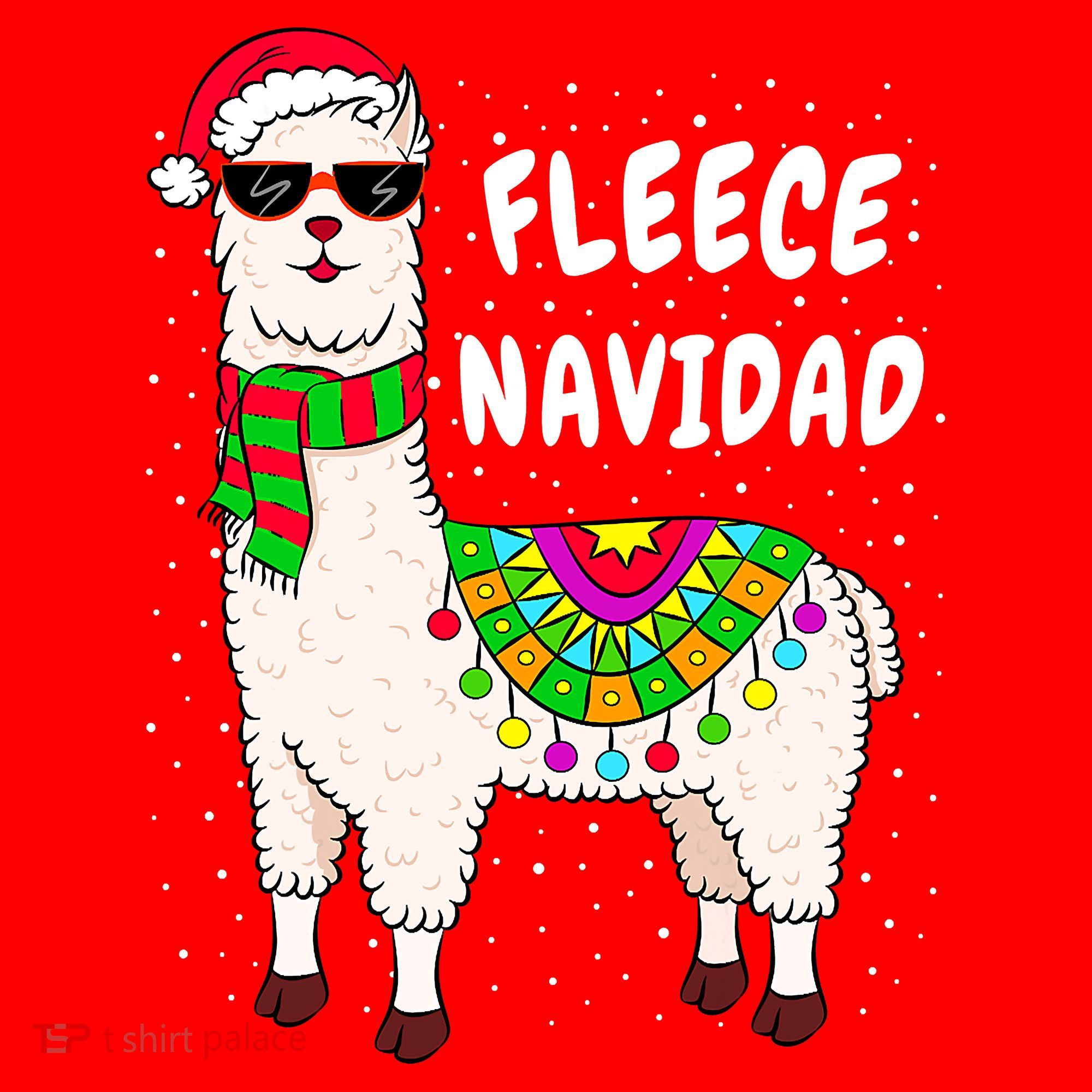 Fleece Feliz Navidad Llama Christmas Cute Xmas Gift Santa Hat