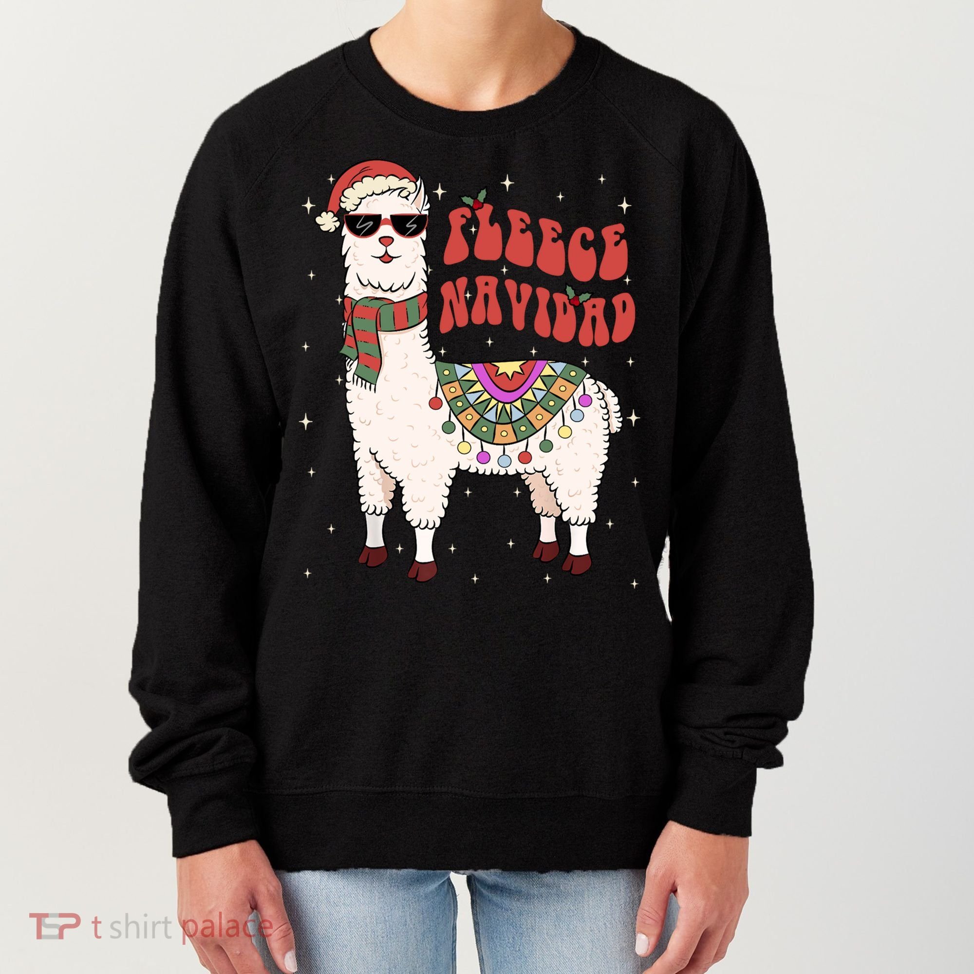 Fleece Feliz Navidad Llama Christmas Cute Xmas Gift Cool Gift Women's Sweatshirt