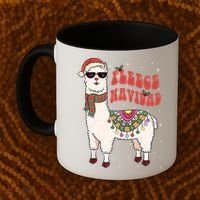 Fleece Feliz Navidad Llama Christmas Cute Xmas Gift Cool Gift Coffee Mug thumb 2