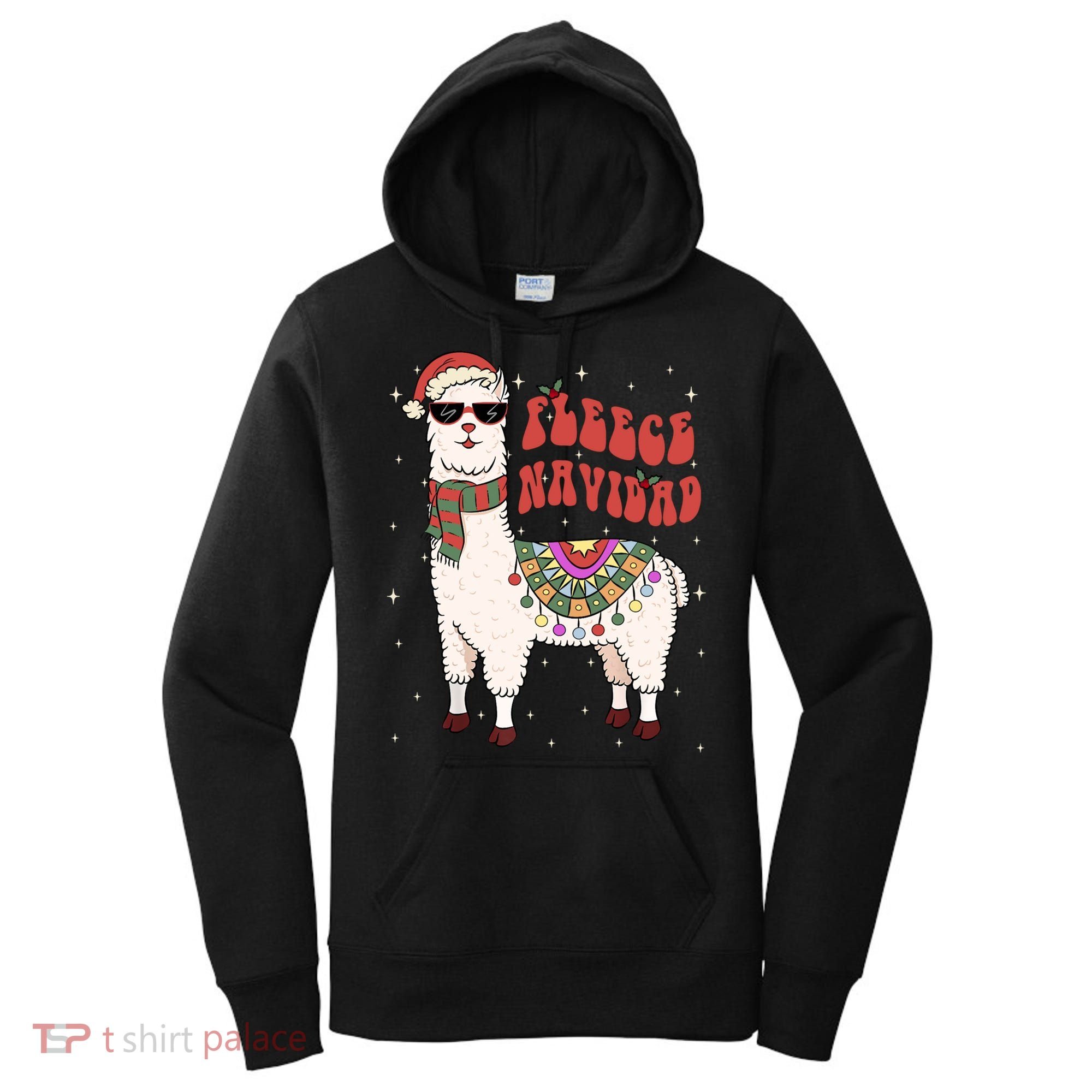 Fleece Feliz Navidad Llama Christmas Cute Xmas Gift Cool Gift Women's Hoodie