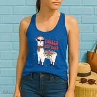 Fleece Feliz Navidad Llama Christmas Cute Xmas Gift Cool Gift Women's Tank Top thumb 2