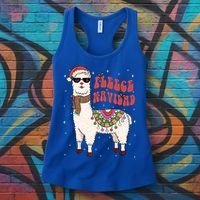 Fleece Feliz Navidad Llama Christmas Cute Xmas Gift Cool Gift Women's Tank Top thumb 3