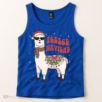 Fleece Feliz Navidad Llama Christmas Cute Xmas Gift Cool Gift Tank Top thumb 2
