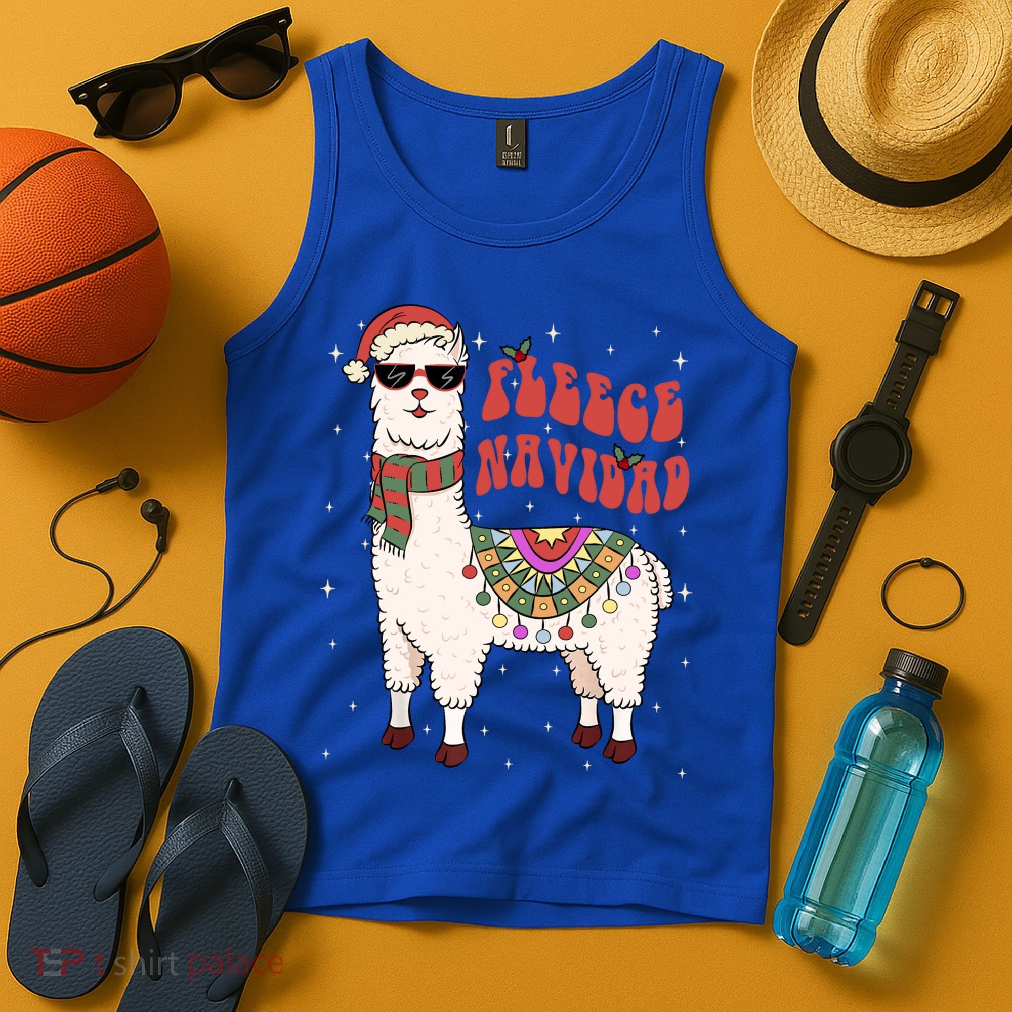 Fleece Feliz Navidad Llama Christmas Cute Xmas Gift Cool Gift Tank Top