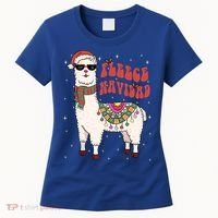 Fleece Feliz Navidad Llama Christmas Cute Xmas Gift Cool Gift Women's T-Shirt thumb 0