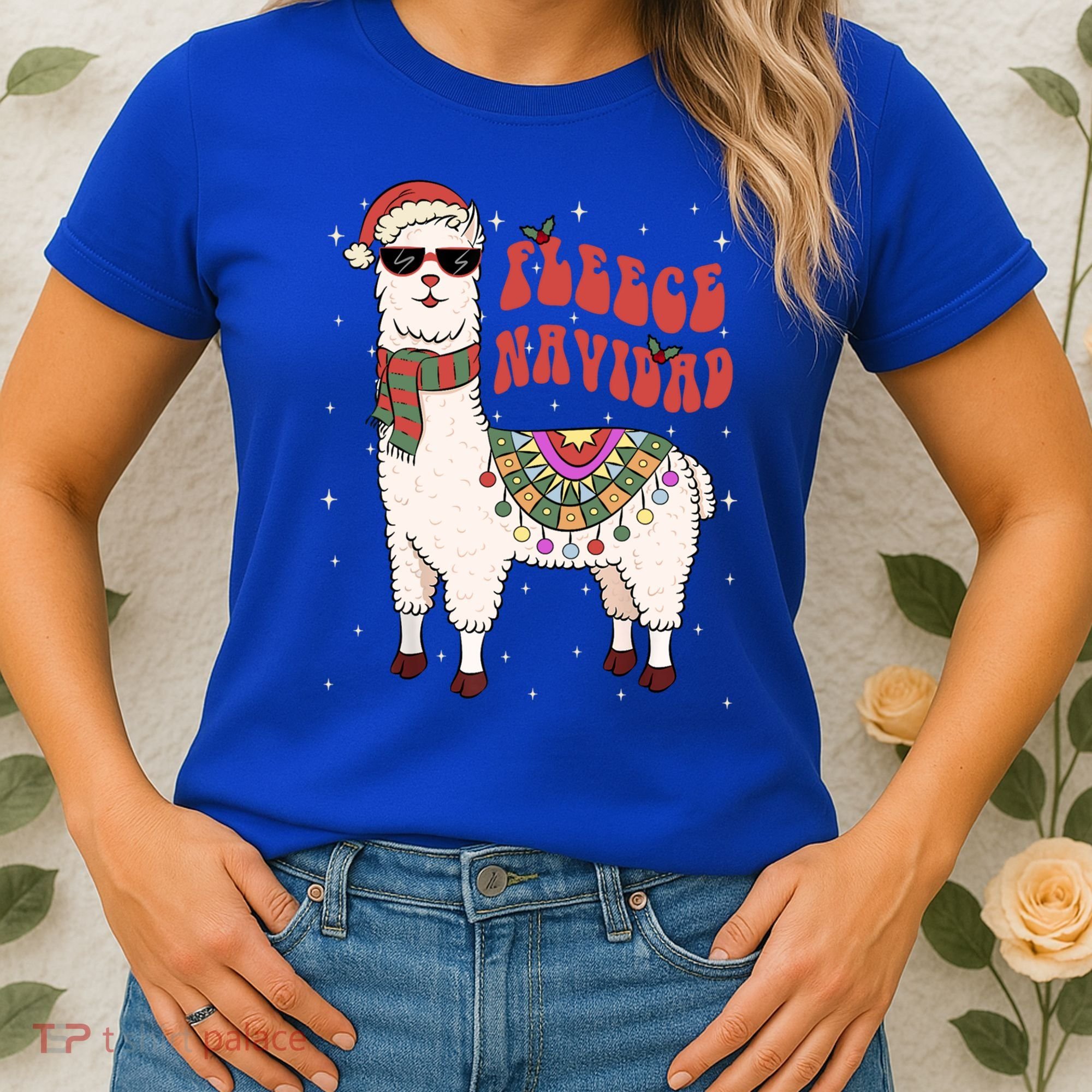 Fleece Feliz Navidad Llama Christmas Cute Xmas Gift Cool Gift Women's T-Shirt