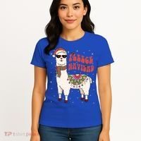 Fleece Feliz Navidad Llama Christmas Cute Xmas Gift Cool Gift Women's T-Shirt thumb 4