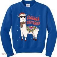 Fleece Feliz Navidad Llama Christmas Cute Xmas Gift Cool Gift Kids Sweatshirt thumb 0