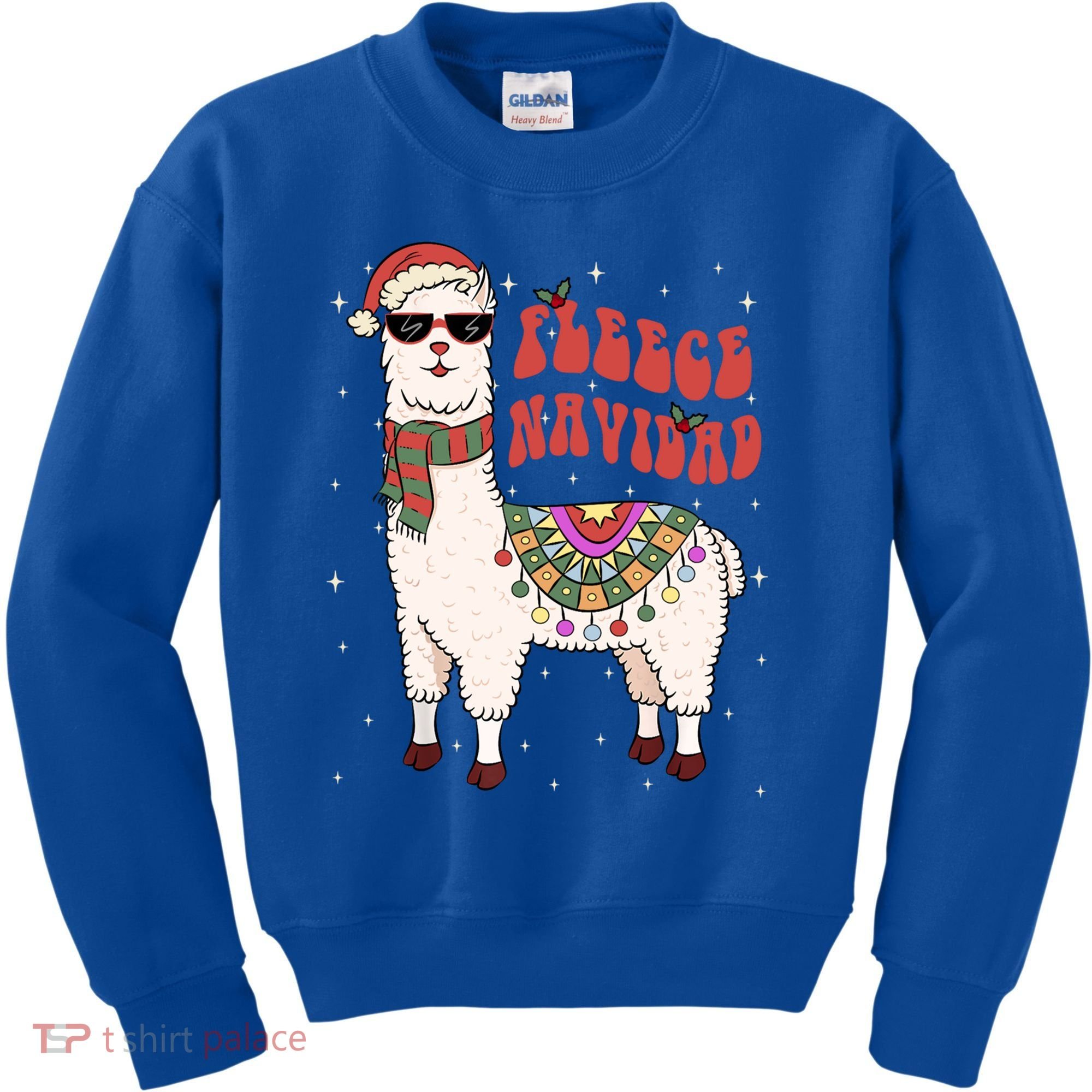 Fleece Feliz Navidad Llama Christmas Cute Xmas Gift Cool Gift Kids Sweatshirt