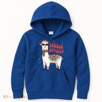 Fleece Feliz Navidad Llama Christmas Cute Xmas Gift Cool Gift Kids Hoodie thumb 0