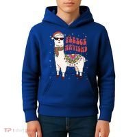 Fleece Feliz Navidad Llama Christmas Cute Xmas Gift Cool Gift Kids Hoodie thumb 4