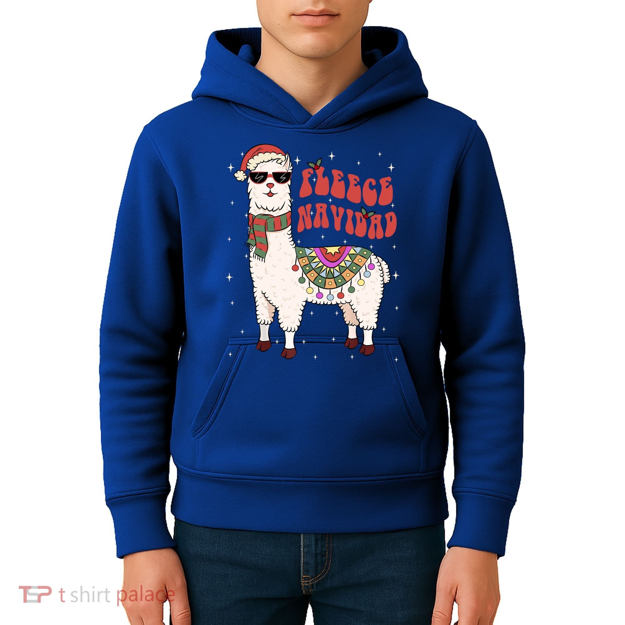 Fleece Feliz Navidad Llama Christmas Cute Xmas Gift Cool Gift Kids Hoodie