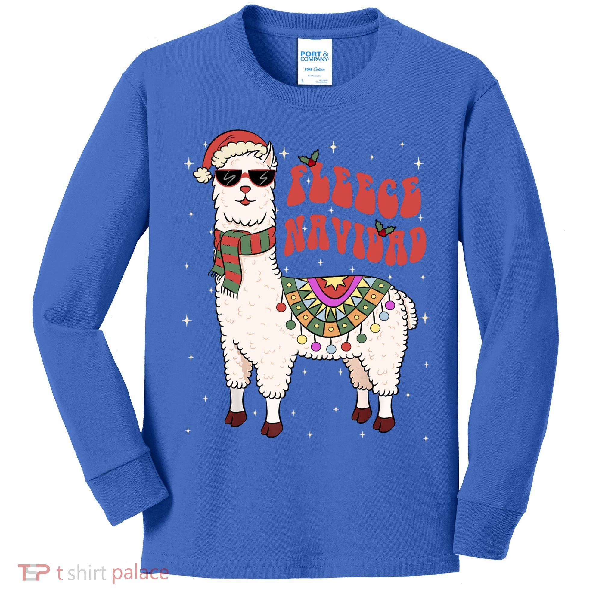 Fleece Feliz Navidad Llama Christmas Cute Xmas Gift Cool Gift Kids Long Sleeve Shirt