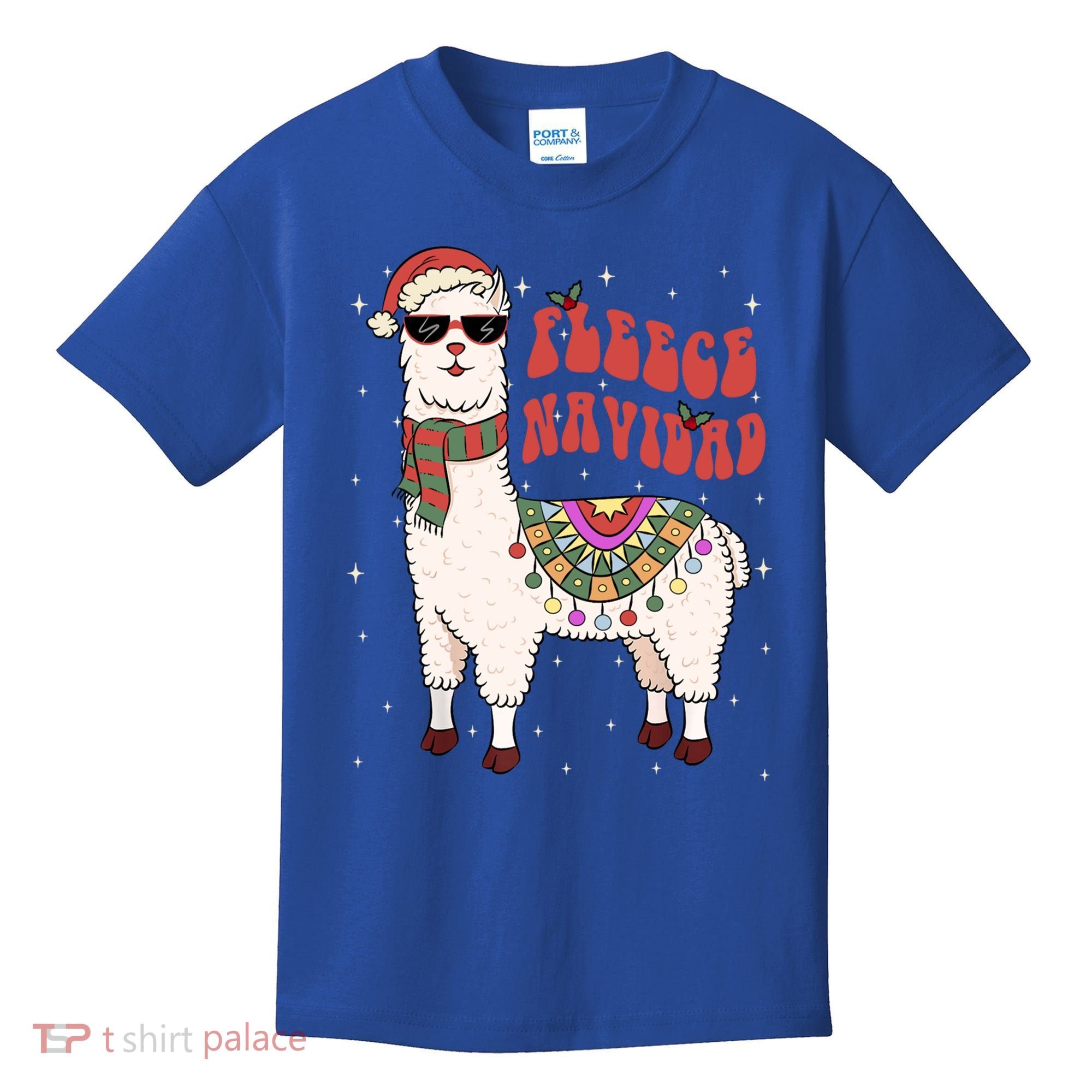 Fleece Feliz Navidad Llama Christmas Cute Xmas Gift Cool Gift Kids T-Shirt