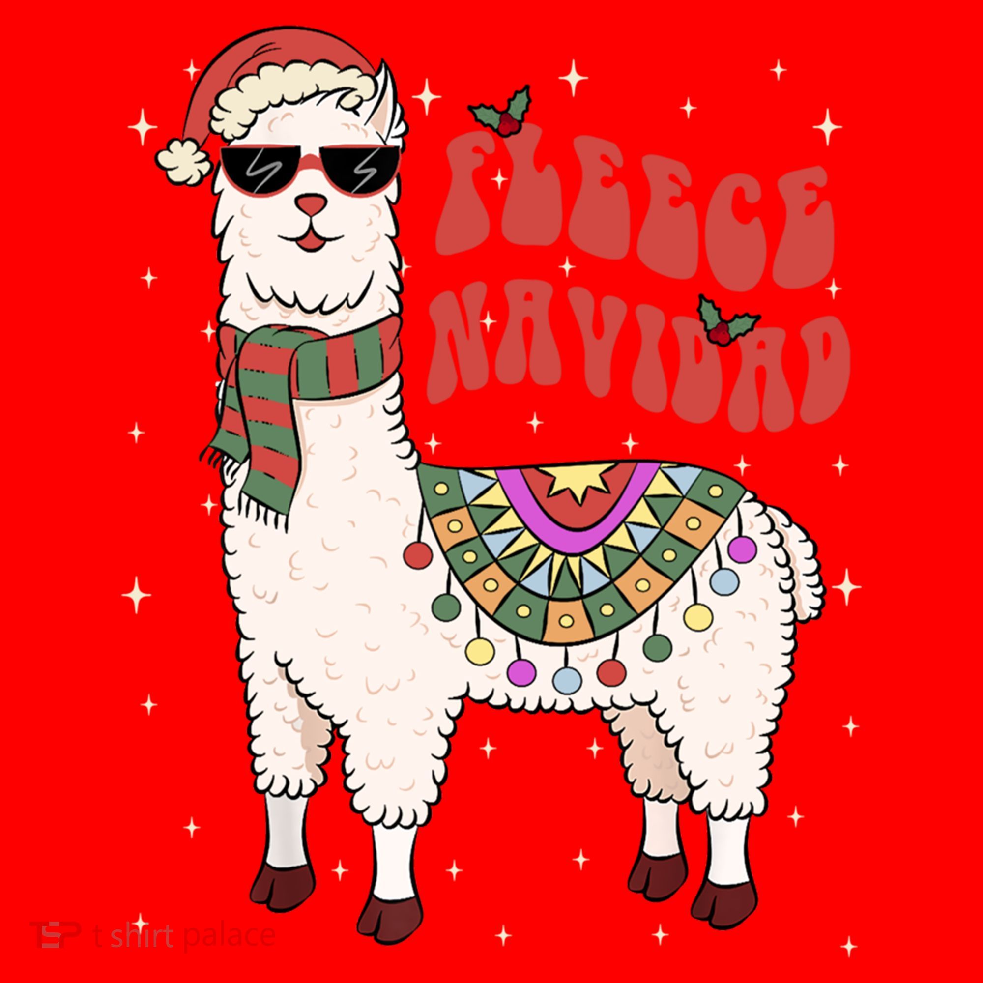 Fleece Feliz Navidad Llama Christmas Cute Xmas Gift Cool Gift Santa Hat
