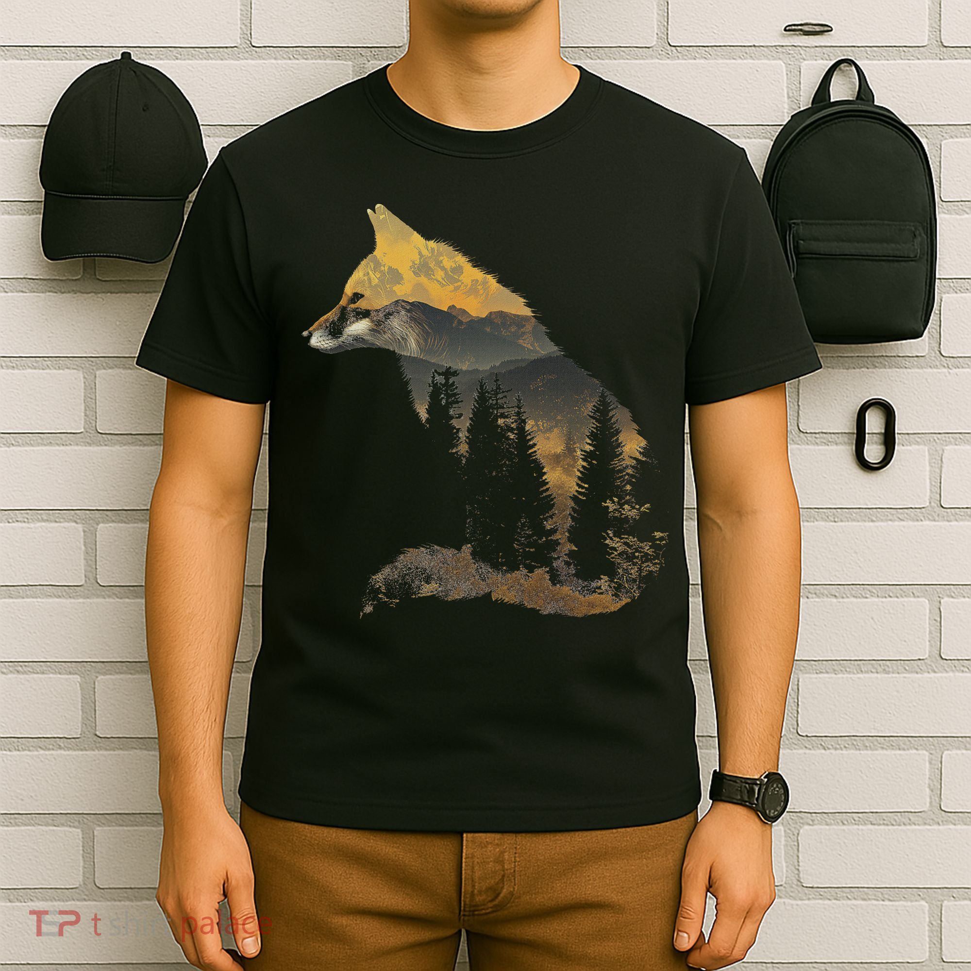 Fox Forest Nature Lover Mountains Hiking Camping Bushcraft T-Shirt
