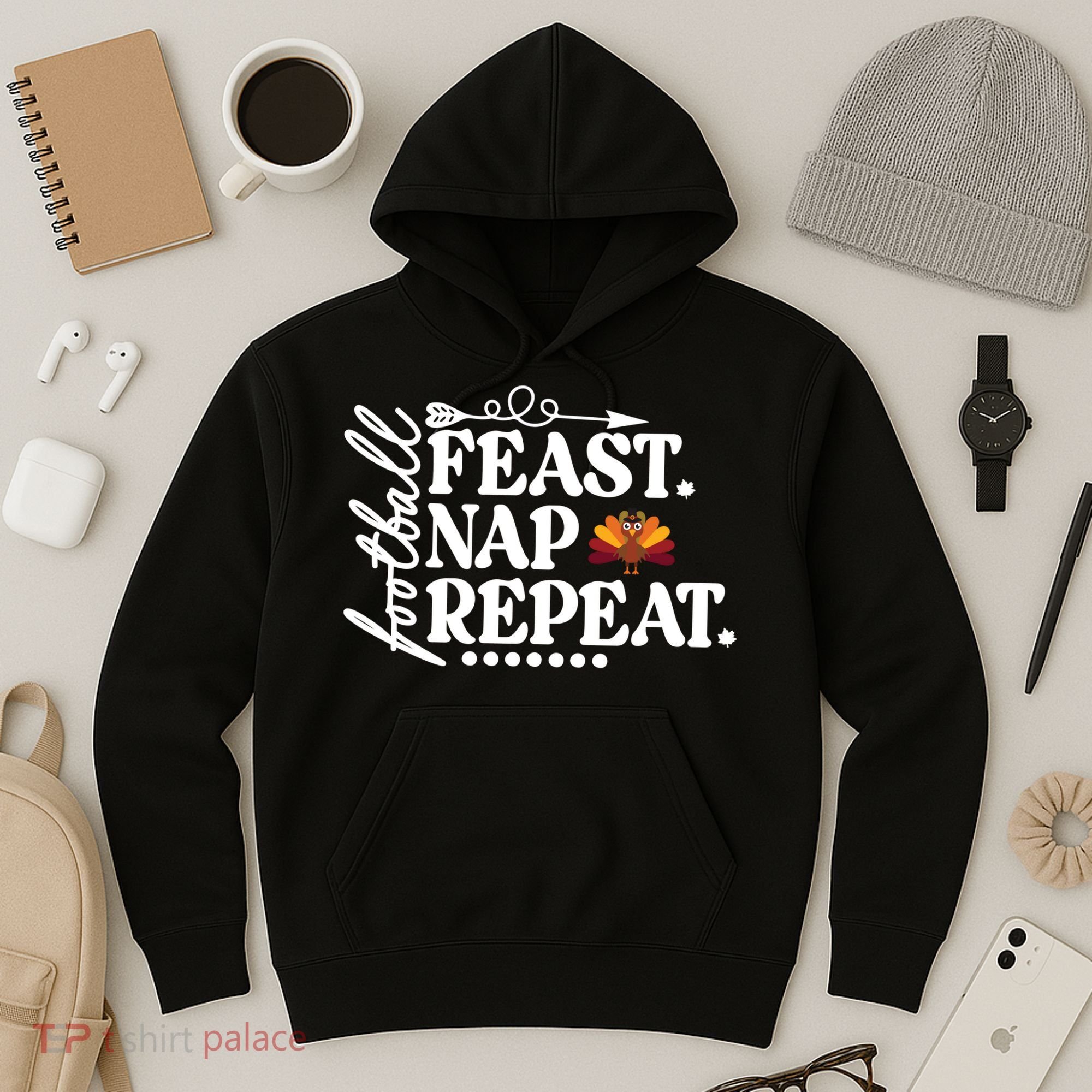 Football Feast Nap Repeat Hoodie