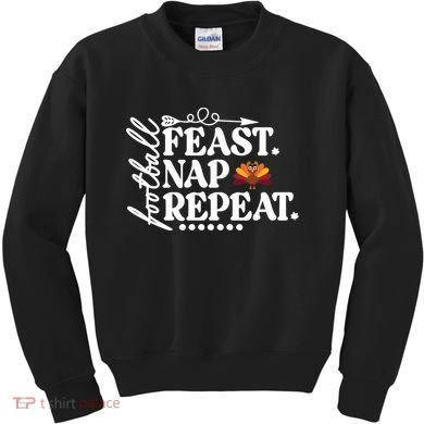 Football Feast Nap Repeat Kids Sweatshirt