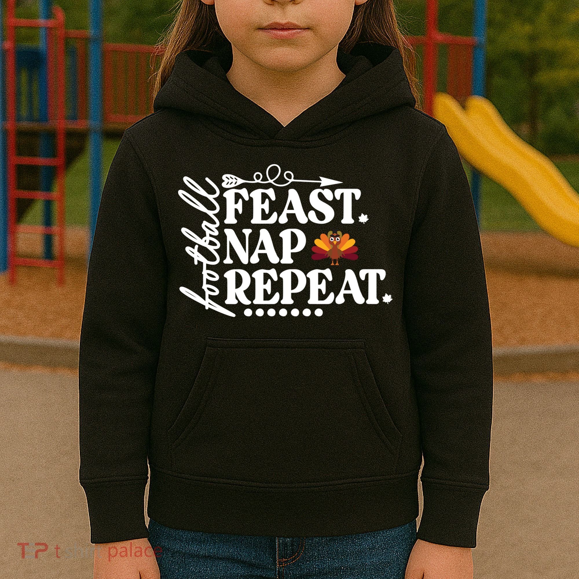 Football Feast Nap Repeat Kids Hoodie