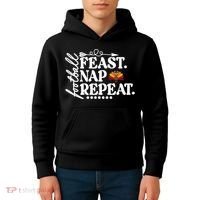 Football Feast Nap Repeat Kids Hoodie thumb 4