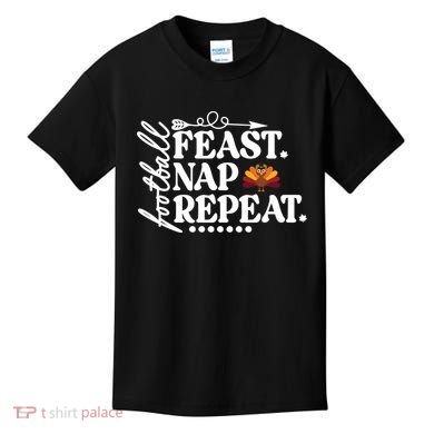Football Feast Nap Repeat Kids T-Shirt