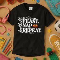 Football Feast Nap Repeat Kids T-Shirt thumb 3