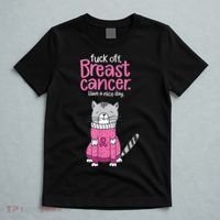 Funny Fuck Off Breast Cancer Have A Nice Day Cat T-Shirt thumb 5