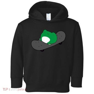Funny Frog On Skateboard Toddler Hoodie