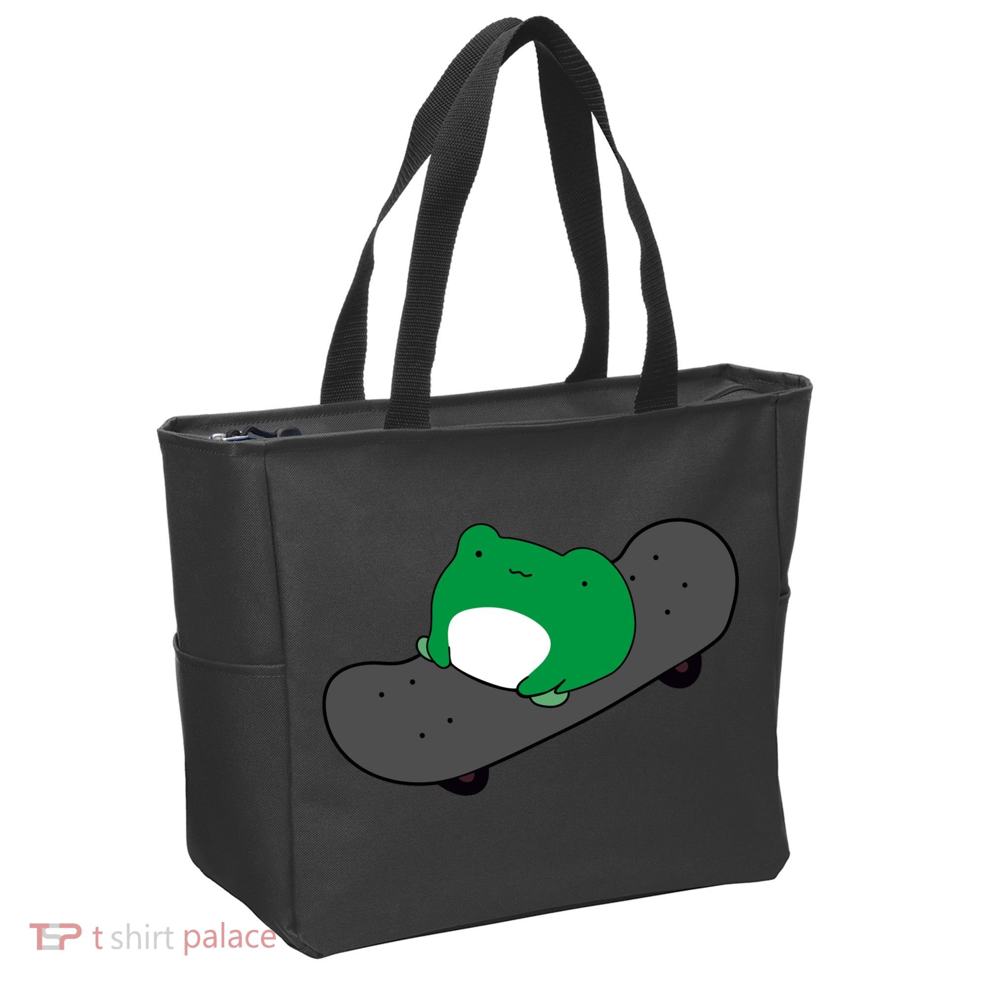 Funny Frog On Skateboard Tote Bag