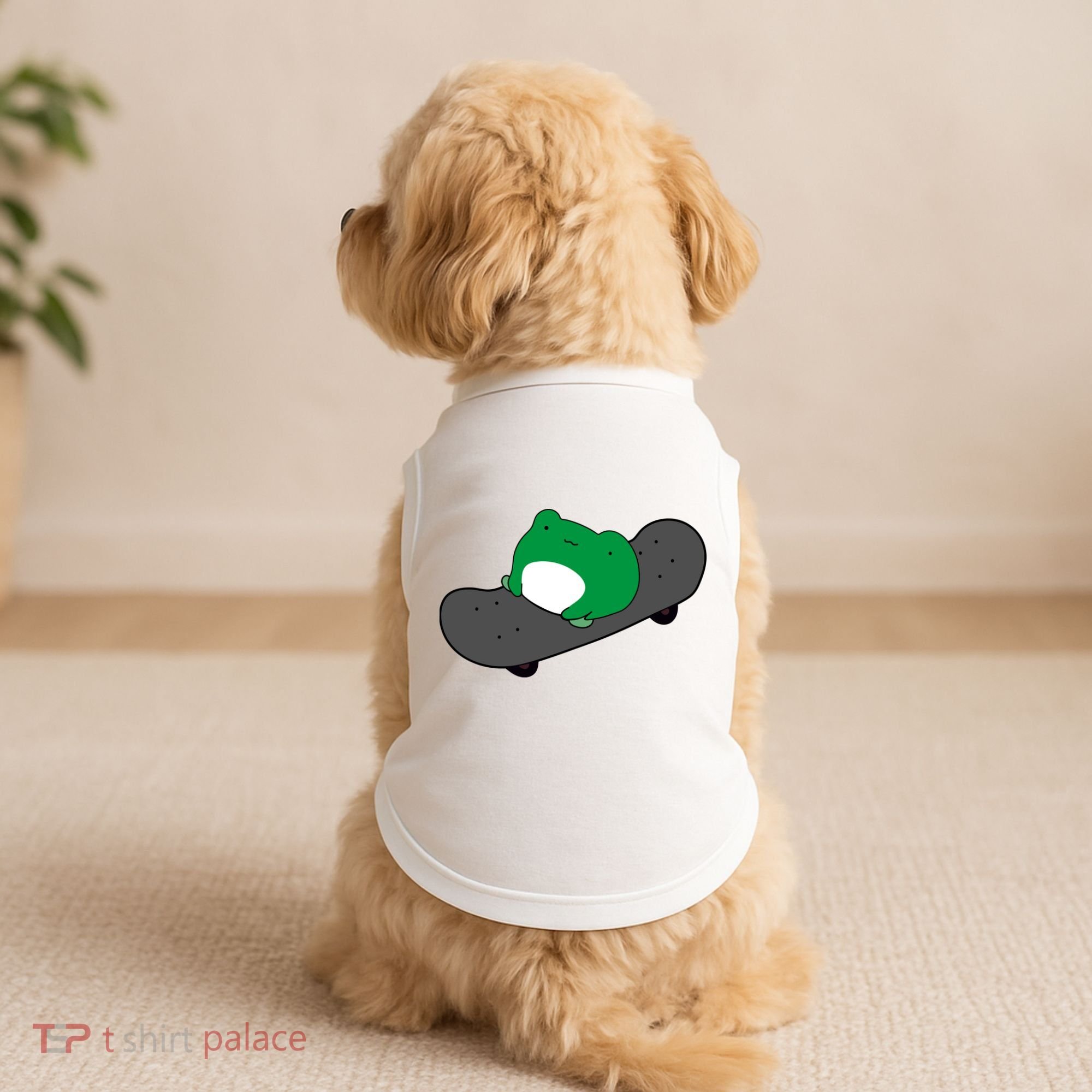 Funny Frog On Skateboard Doggie Tank