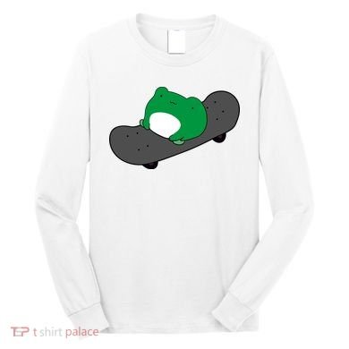 Funny Frog On Skateboard Long Sleeve Shirt