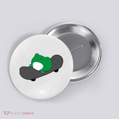 Funny Frog On Skateboard Button