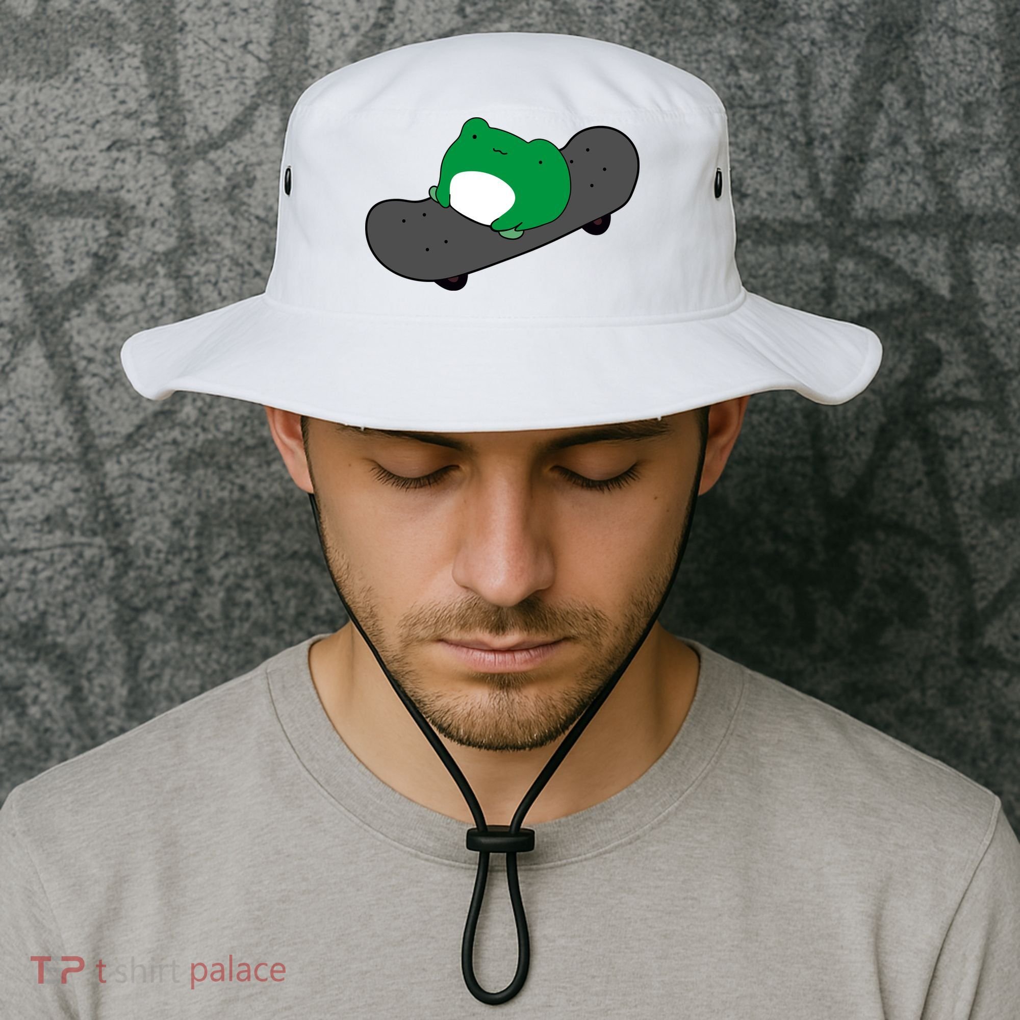 Funny Frog On Skateboard Bucket Hat