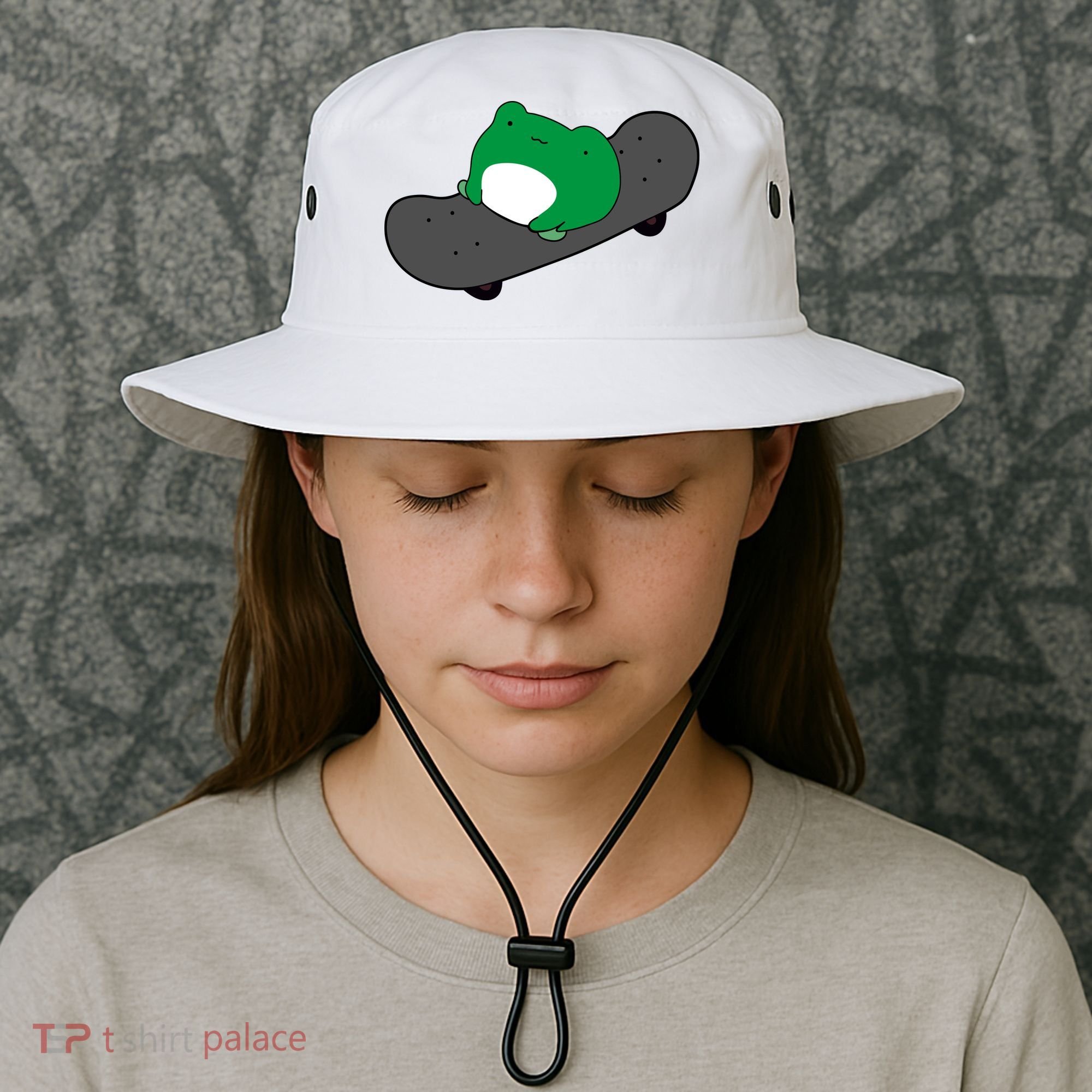 Funny Frog On Skateboard Bucket Hat