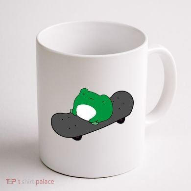 Funny Frog On Skateboard Coffee Mug back