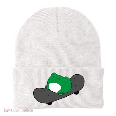 Funny Frog On Skateboard Beanie