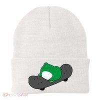 Funny Frog On Skateboard Beanie thumb 0
