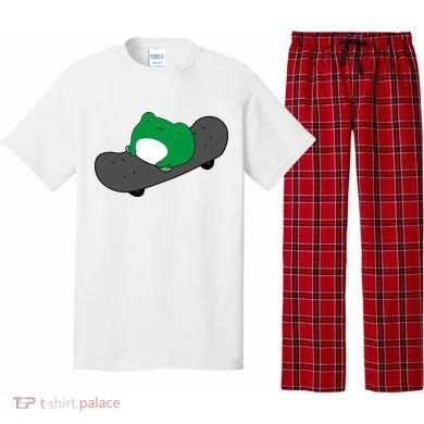 Funny Frog On Skateboard Pajama Set