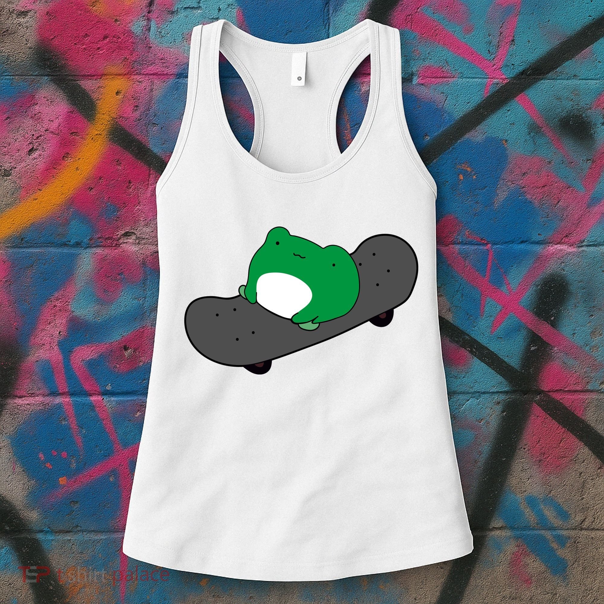Funny Frog On Skateboard Women's Tank Top