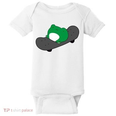 Funny Frog On Skateboard Baby Bodysuit