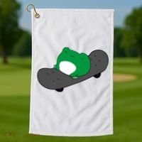 Funny Frog On Skateboard Golf Towel thumb 1