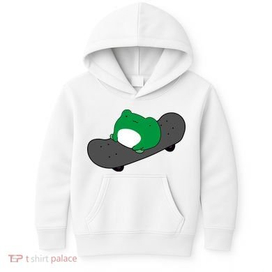 Funny Frog On Skateboard Kids Hoodie