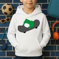 Funny Frog On Skateboard Kids Hoodie thumb 2