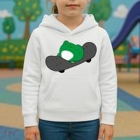 Funny Frog On Skateboard Kids Hoodie thumb 3